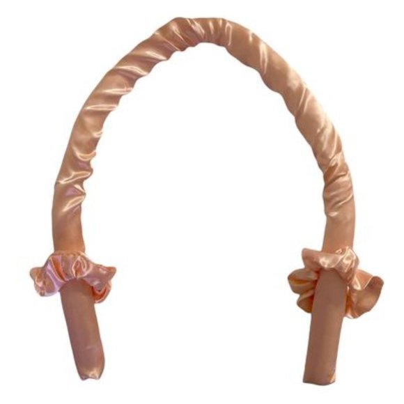 HEATLESS SATIN HAIR CURLING ROD ROLLER HEALTHY HAIR TOOL IN PINK AND WHITE - Picture 4 of 8